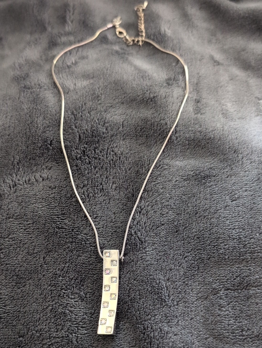 Lia Sophia Silver-Tone Bar Necklace with Clear Stones